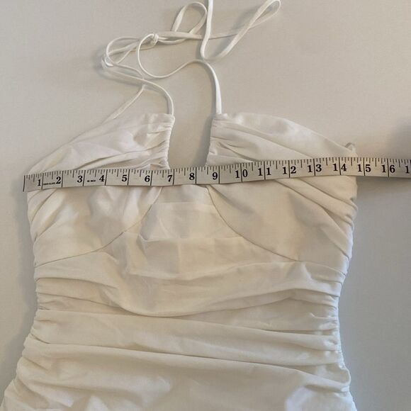 Miou Muse White Ruched Mini Halter Dress Size Small - Picture 13 of 15